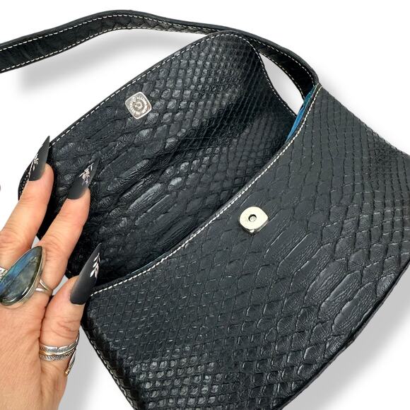 Y2K TOMMY HILFIGER black snakeskin super mini shoulder bag - Picture 5 of 14